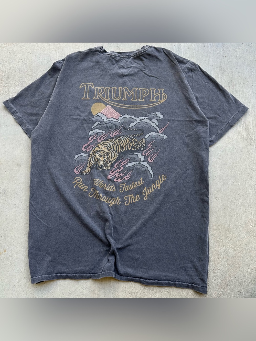 Lucky Brand Triumph Motorcycles Vintage Wash Gray SINGLE STITCH T-Shirt Mens 2XL